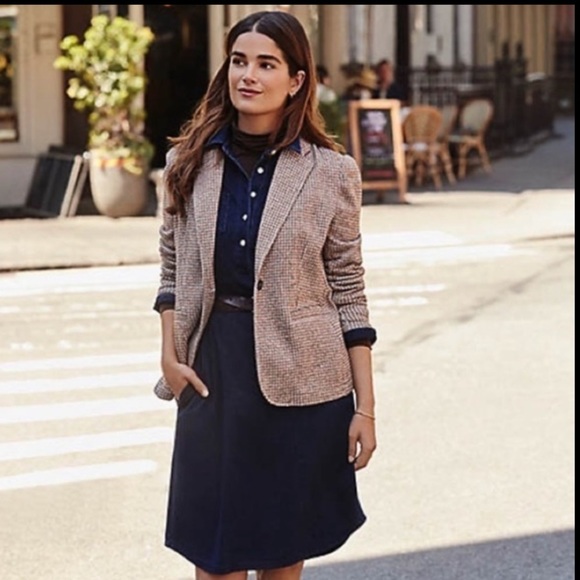 Lands' End Jackets & Blazers - LAND’S END Stretch Knit Blazer with Houndstooth Print